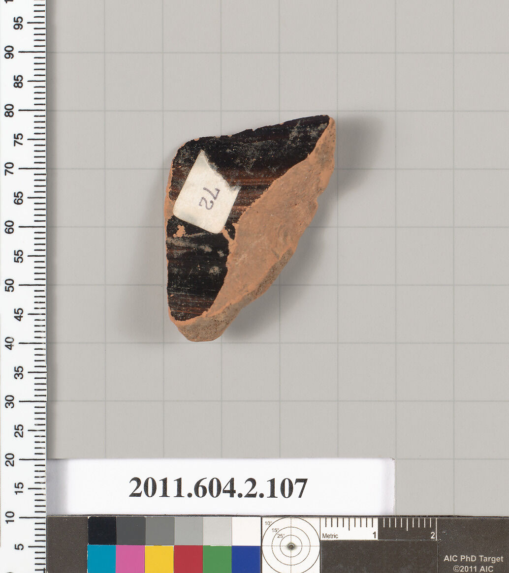 Terracotta fragment of a pelike (jar), Terracotta, Greek, Attic