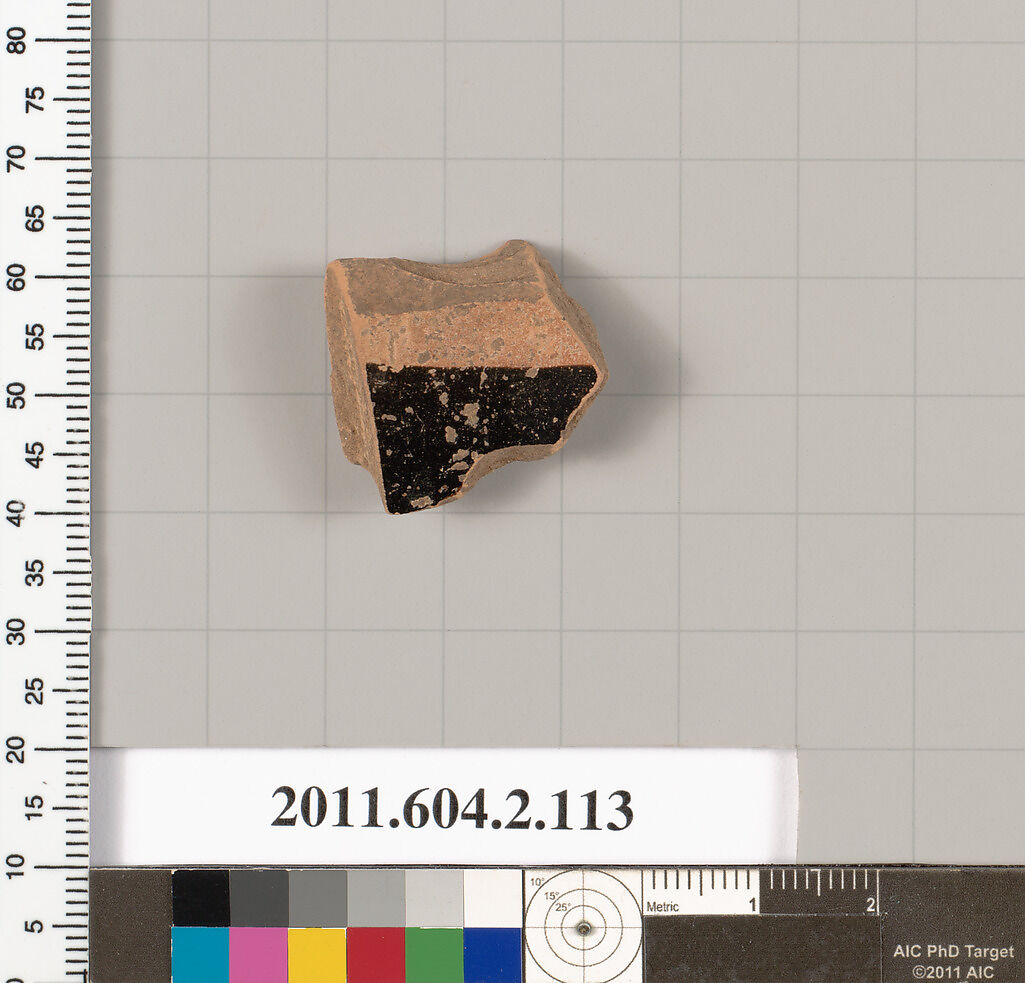 Terracotta fragment of a pelike (jar), Terracotta, Greek, Attic
