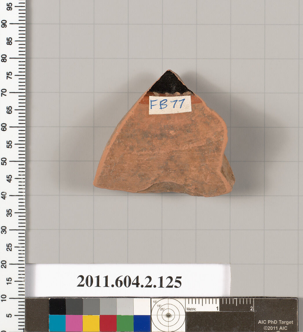 Terracotta fragment of a pelike (jar), Terracotta, Greek, Attic