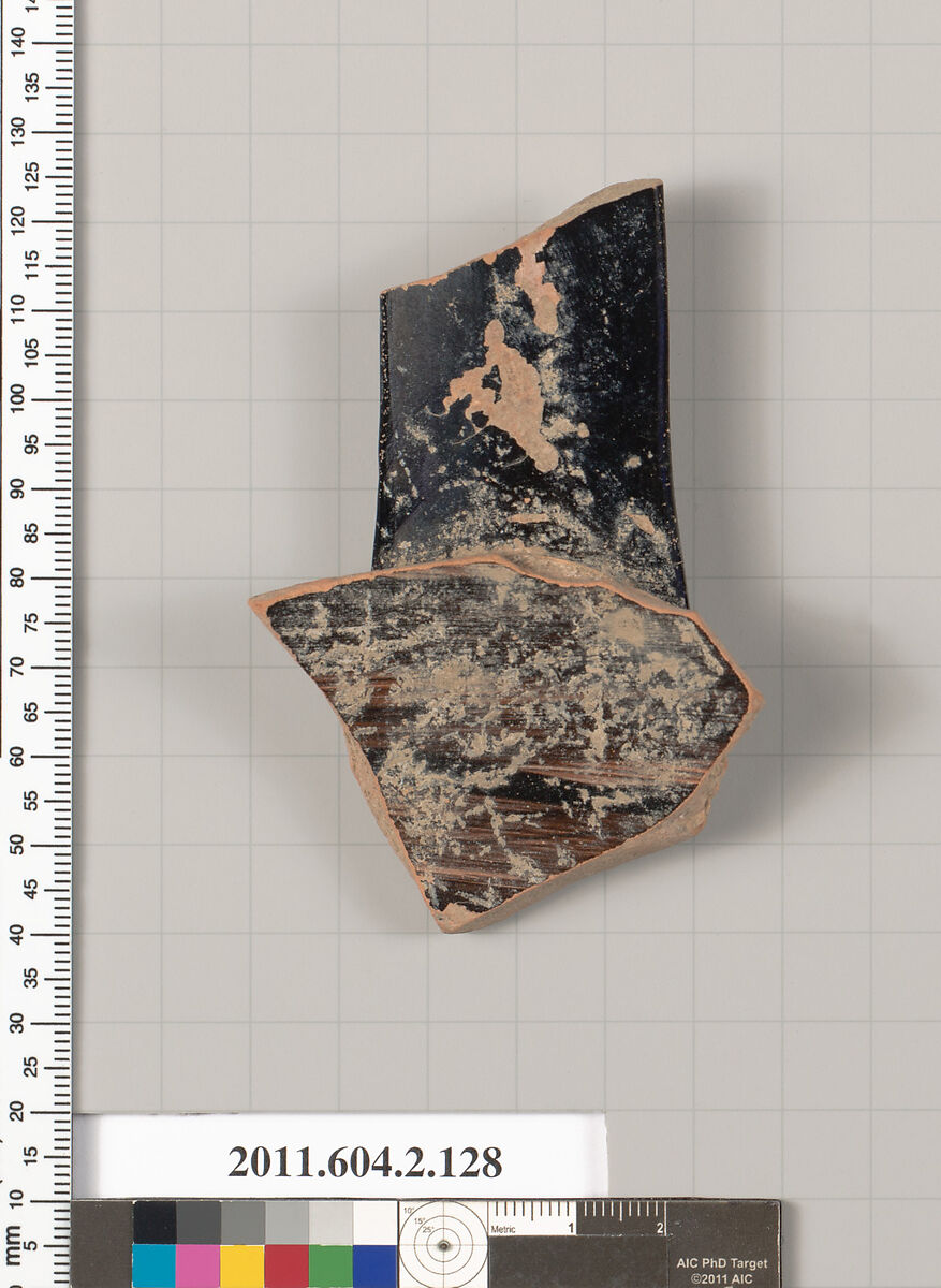 Terracotta fragment of a pelike (jar), Terracotta, Greek, Attic