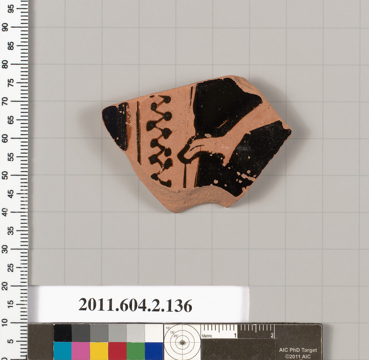 Terracotta fragment of a pelike (jar), Terracotta, Greek, Attic 