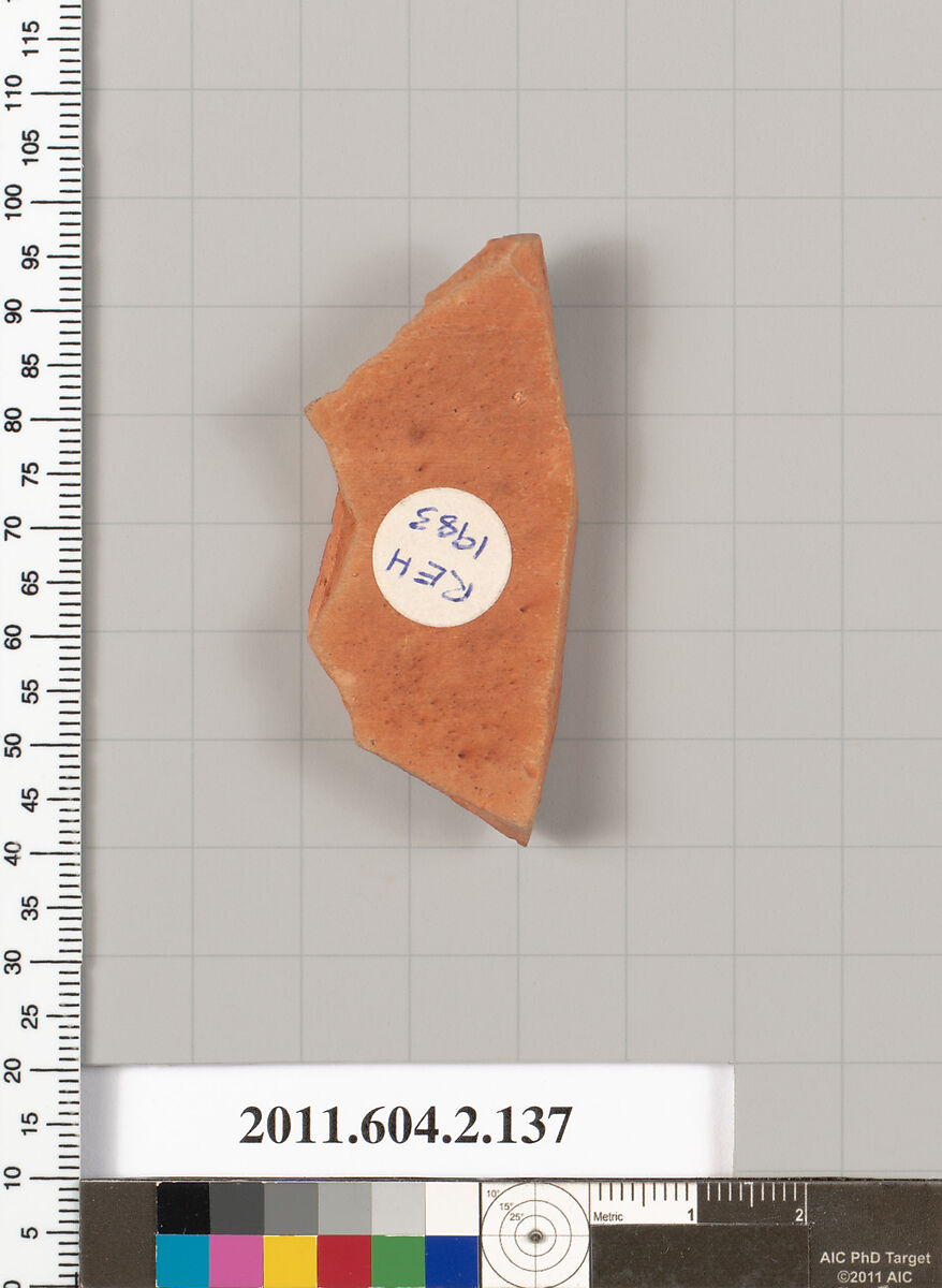 Terracotta fragment of a pelike (jar), Terracotta, Greek, Attic