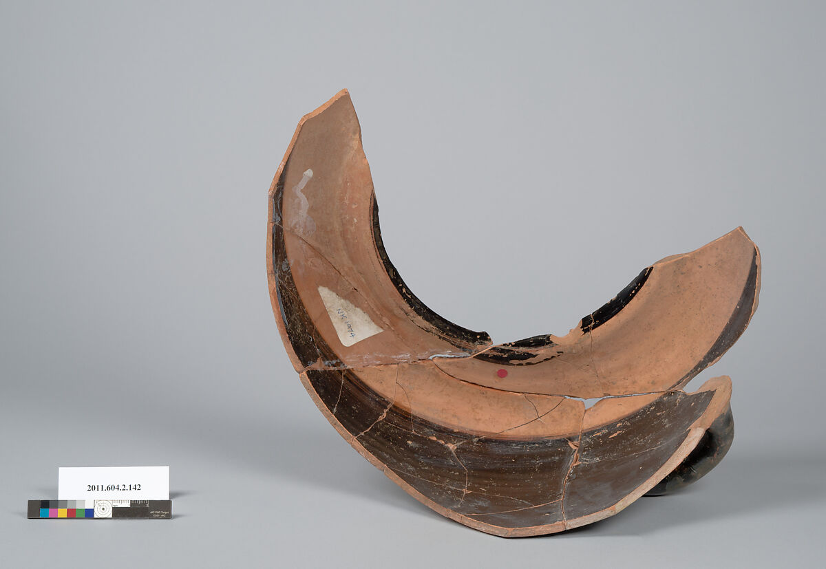 Terracotta fragment of a stamnos (jar), Terracotta, Greek, Attic