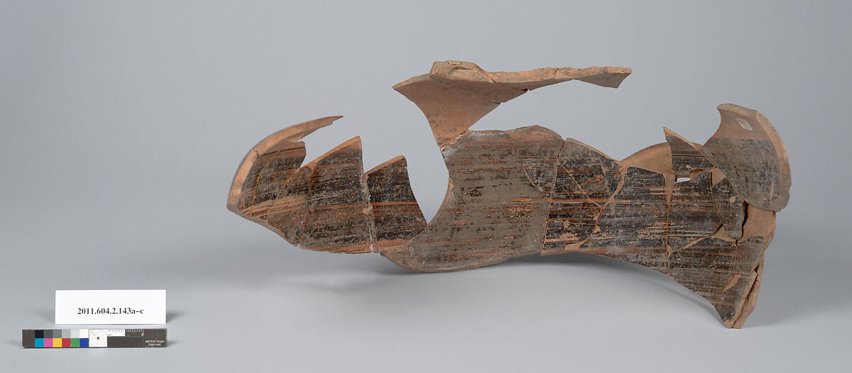 Terracotta fragments of a stamnos (jar), Terracotta, Greek, Attic