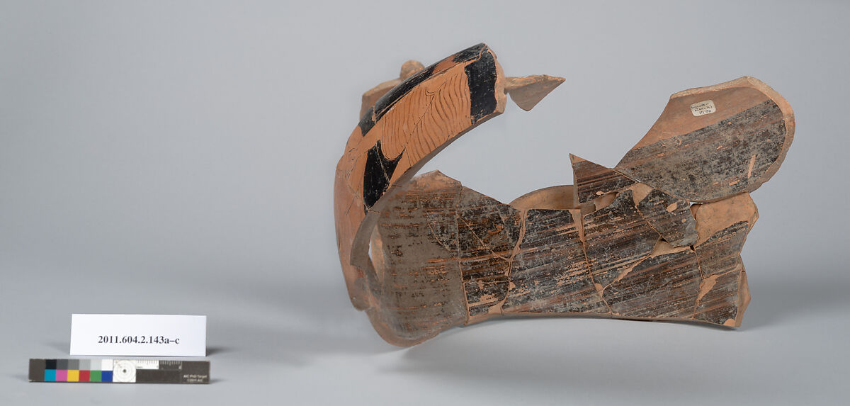 Terracotta fragments of a stamnos (jar), Terracotta, Greek, Attic