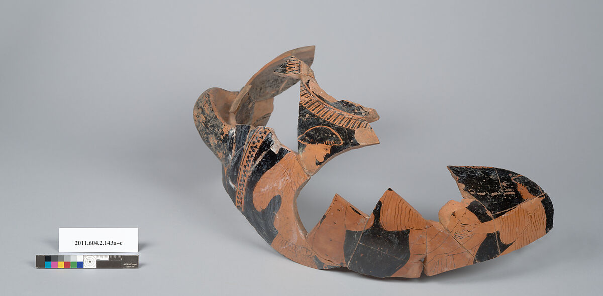 Terracotta fragments of a stamnos (jar), Terracotta, Greek, Attic