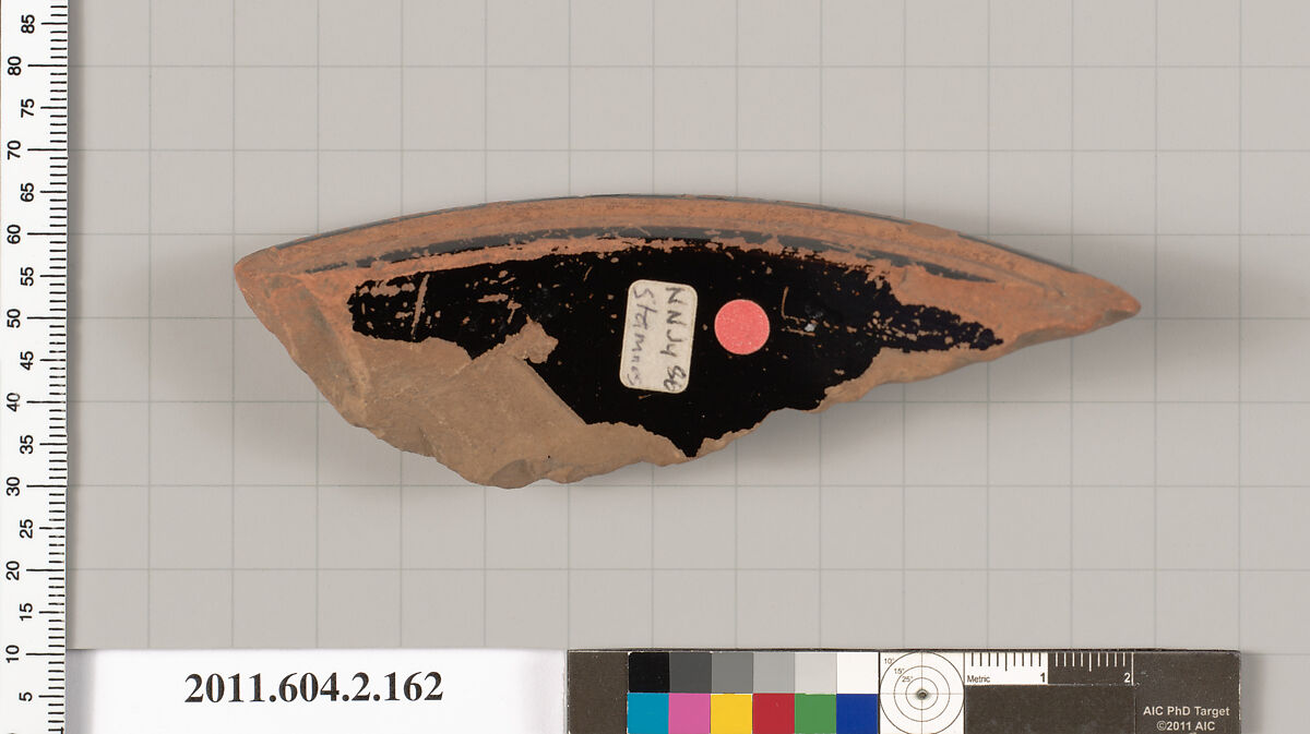 Terracotta fragment of a stamnos (jar), Terracotta, Greek, Attic
