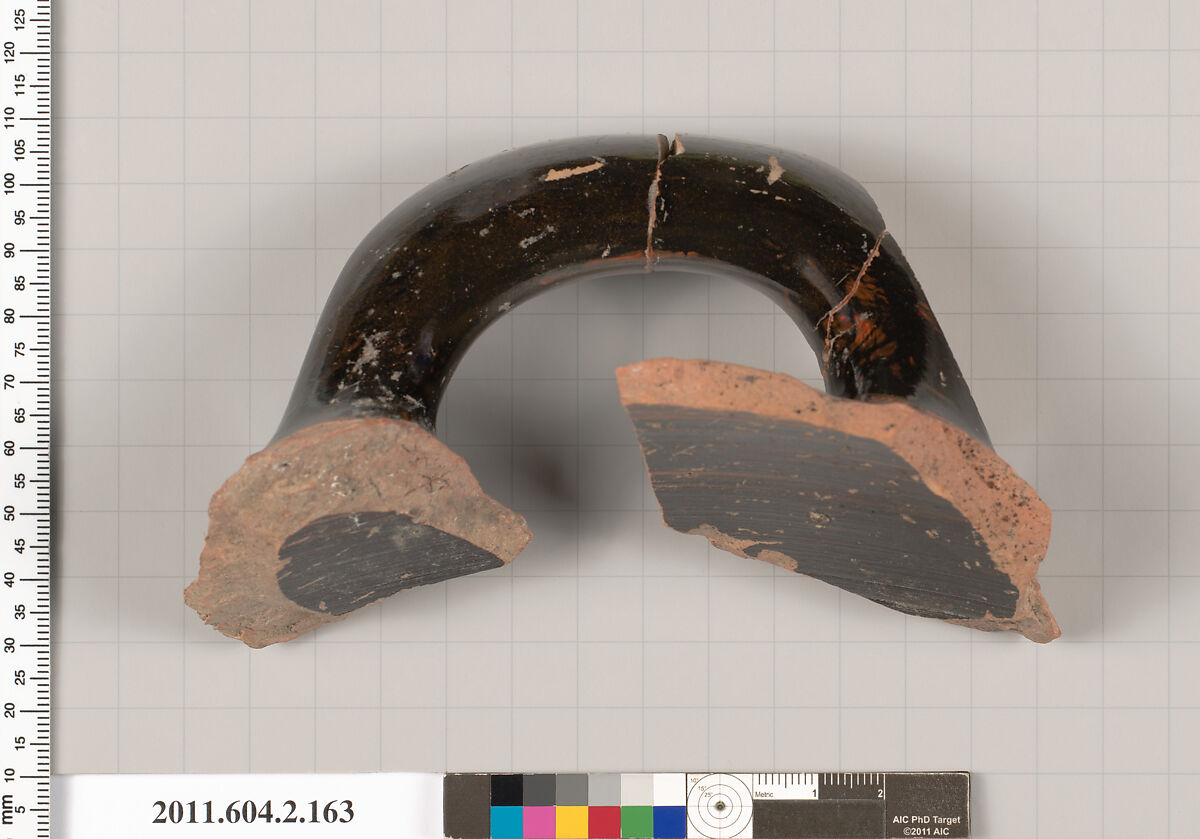 Terracotta fragment of a stamnos (jar), Terracotta, Greek, Attic