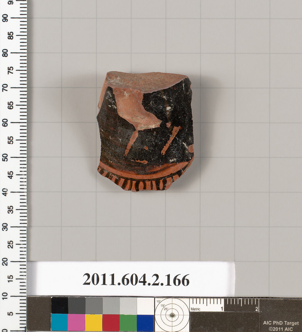 Terracotta fragment of a stamnos (jar), Terracotta, Greek, Attic 