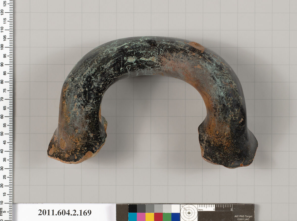 Terracotta fragment of a stamnos (jar), Terracotta, Greek, Attic 