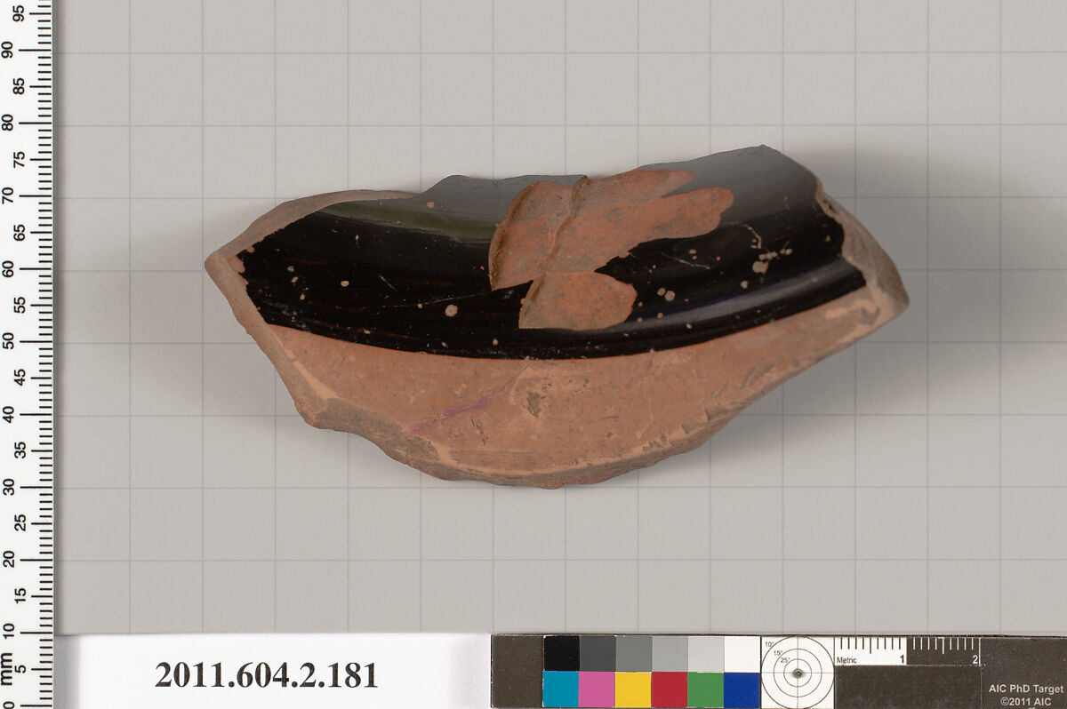 Terracotta fragment of a stamnos (jar), Terracotta, Greek, Attic