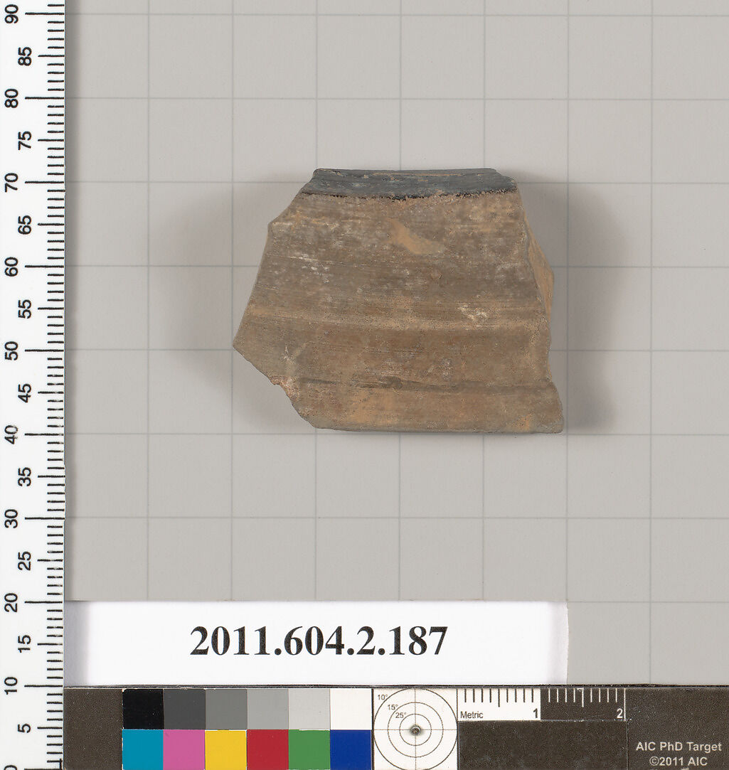 Terracotta fragment of a stamnos (jar), Terracotta, Greek, Attic