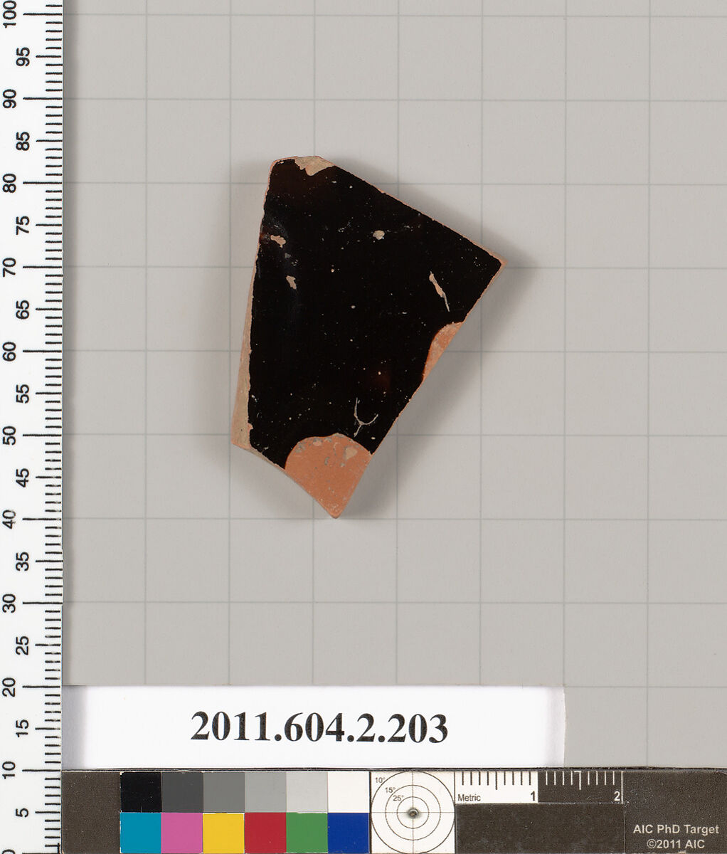 Terracotta fragment of a stamnos (jar), Terracotta, Greek, Attic 