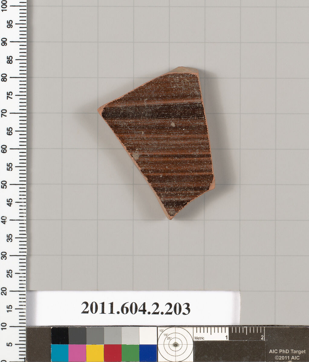 Terracotta fragment of a stamnos (jar), Terracotta, Greek, Attic