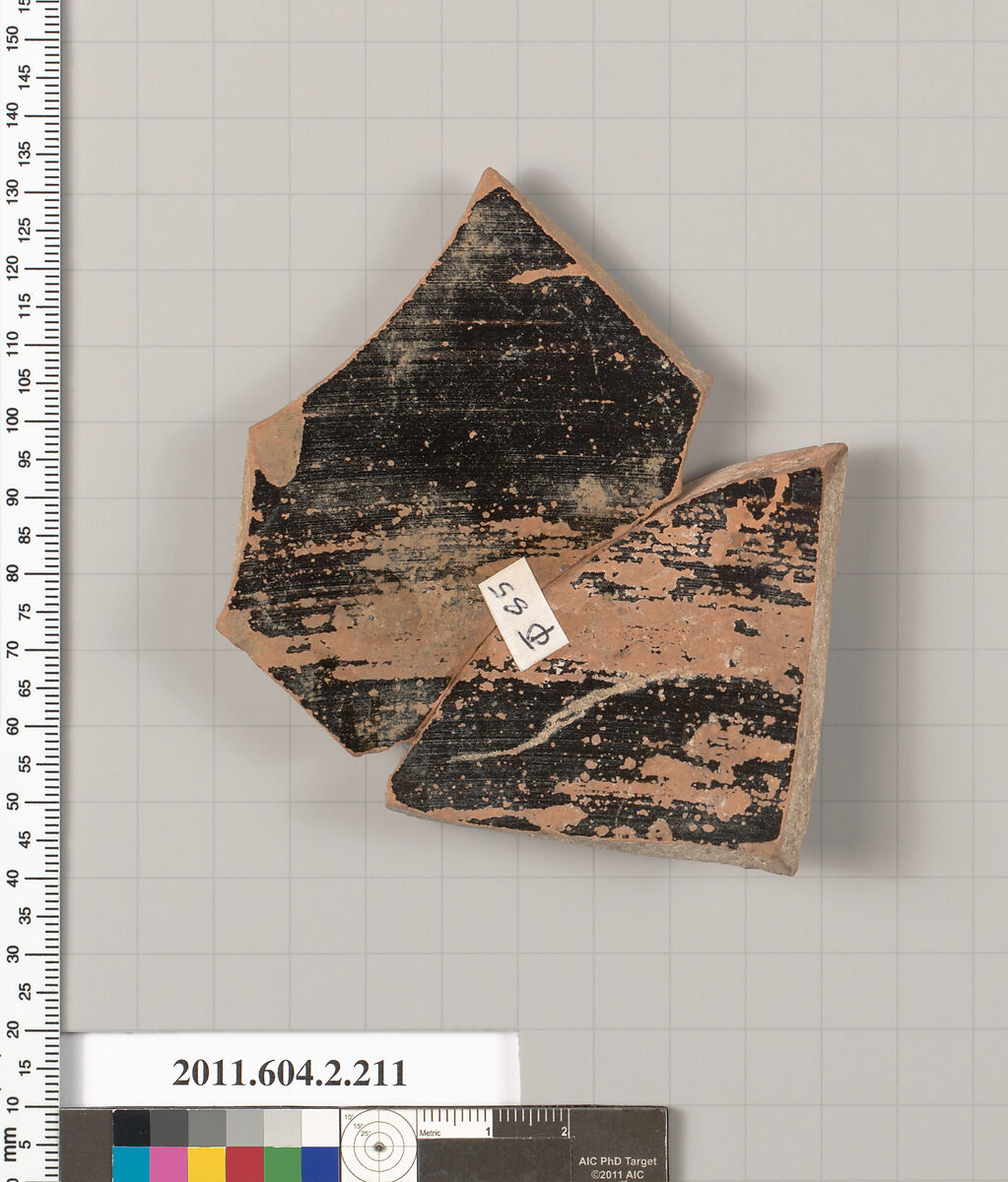 Terracotta fragment of a stamnos (jar), Terracotta, Greek, Attic
