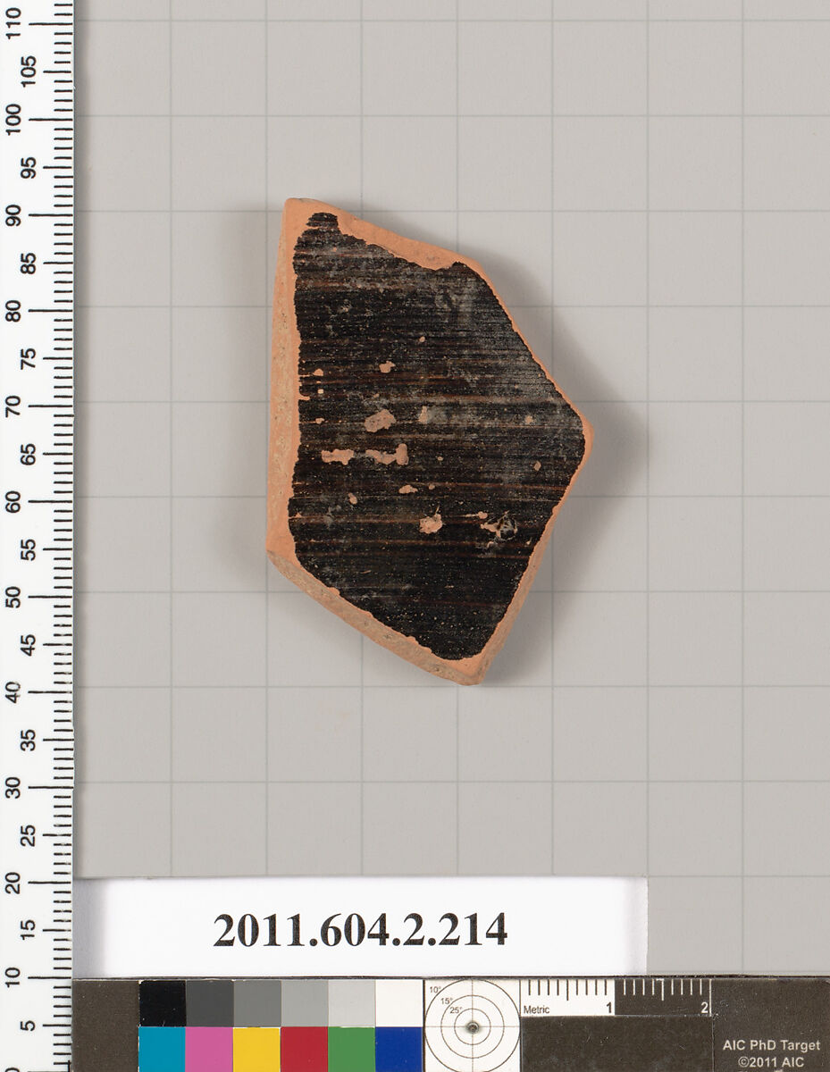 Terracotta fragment of a stamnos (jar), Terracotta, Greek, Attic