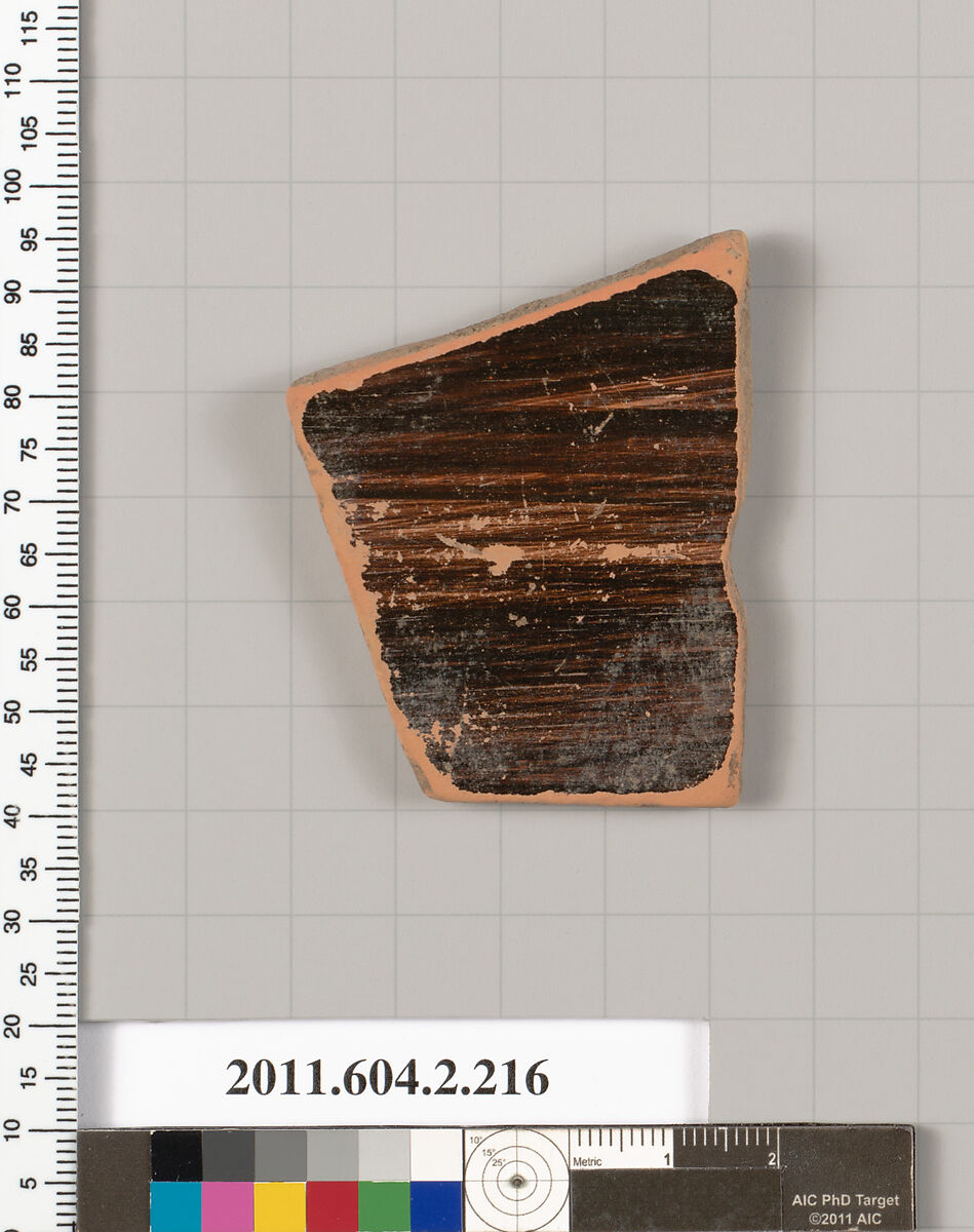 Terracotta fragment of a stamnos (jar), Terracotta, Greek, Attic