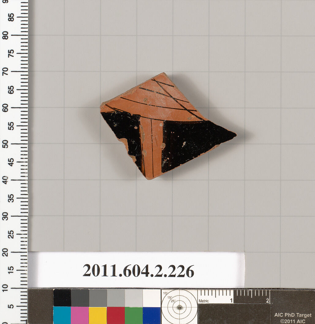 Terracotta fragment of a stamnos (jar), Terracotta, Greek, Attic 