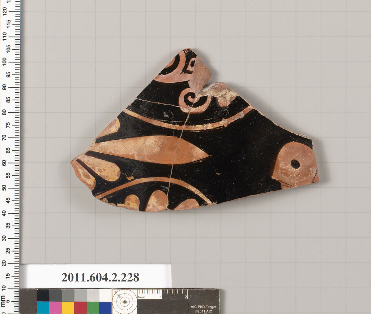 Terracotta fragment of a stamnos (jar), Terracotta, Greek, Attic 