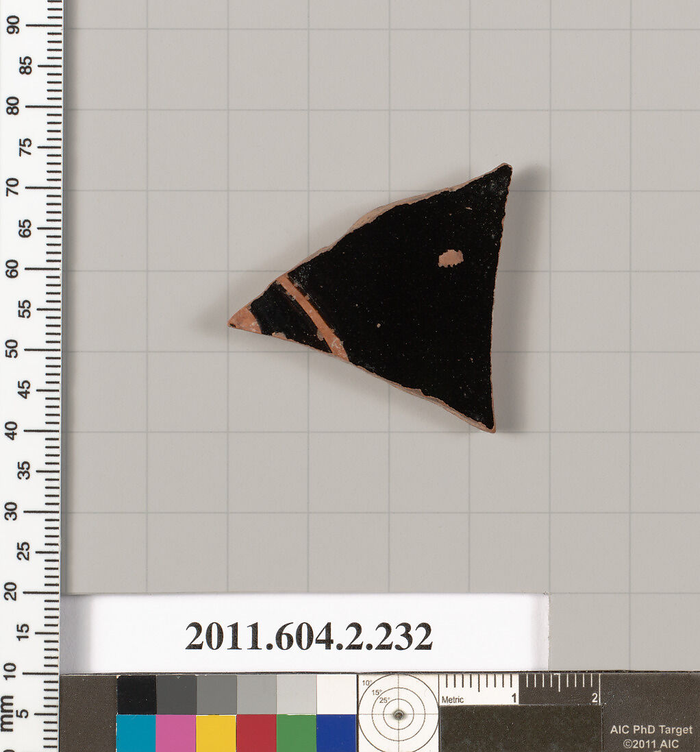 Terracotta fragment of a stamnos (jar), Terracotta, Greek, Attic 