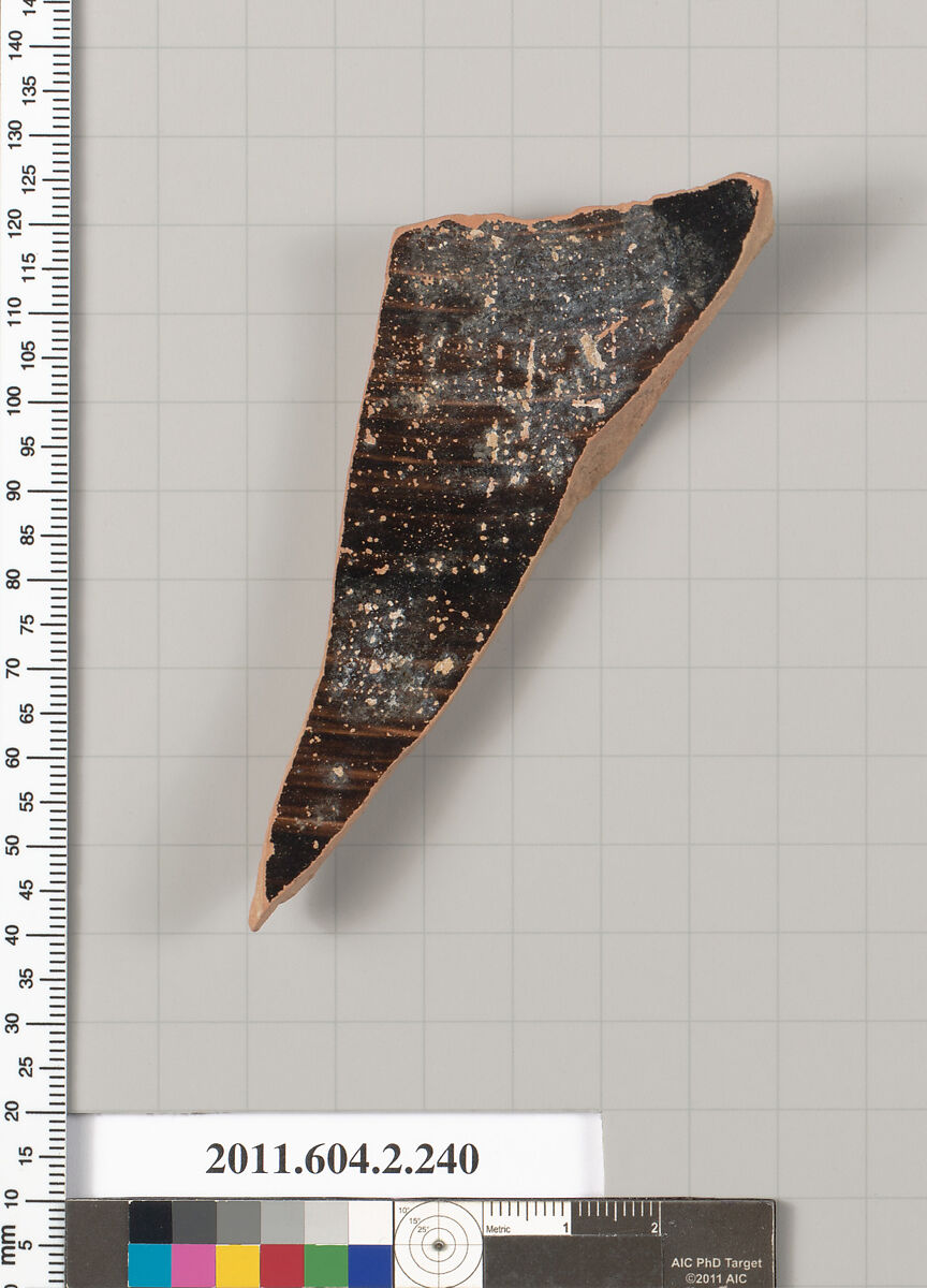 Terracotta fragment of a stamnos (jar), Terracotta, Greek, Attic
