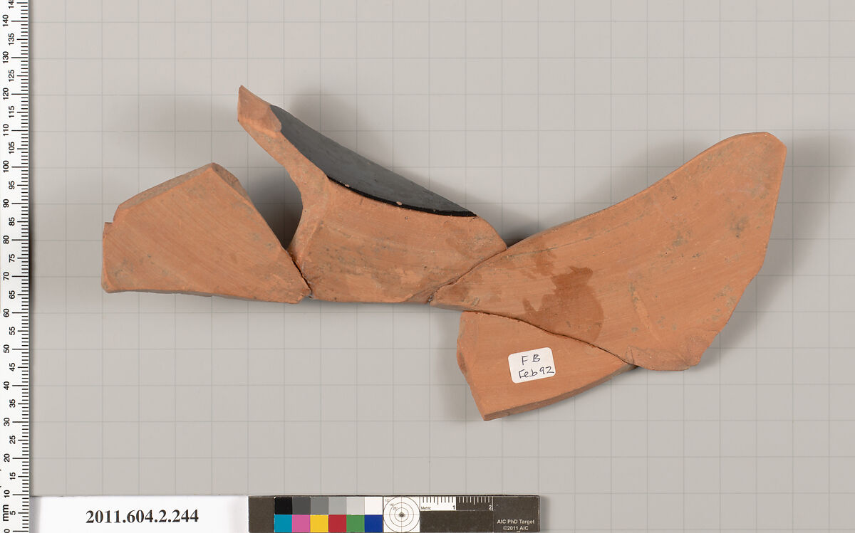 Terracotta fragment of a stamnos (jar), Terracotta, Greek, Attic