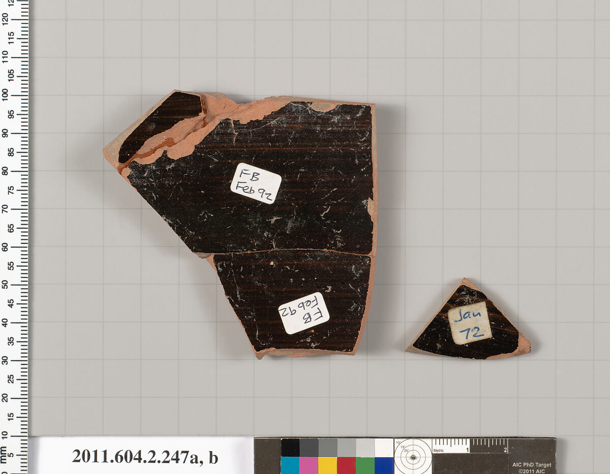 Terracotta fragments of a stamnos (jar), Terracotta, Greek, Attic