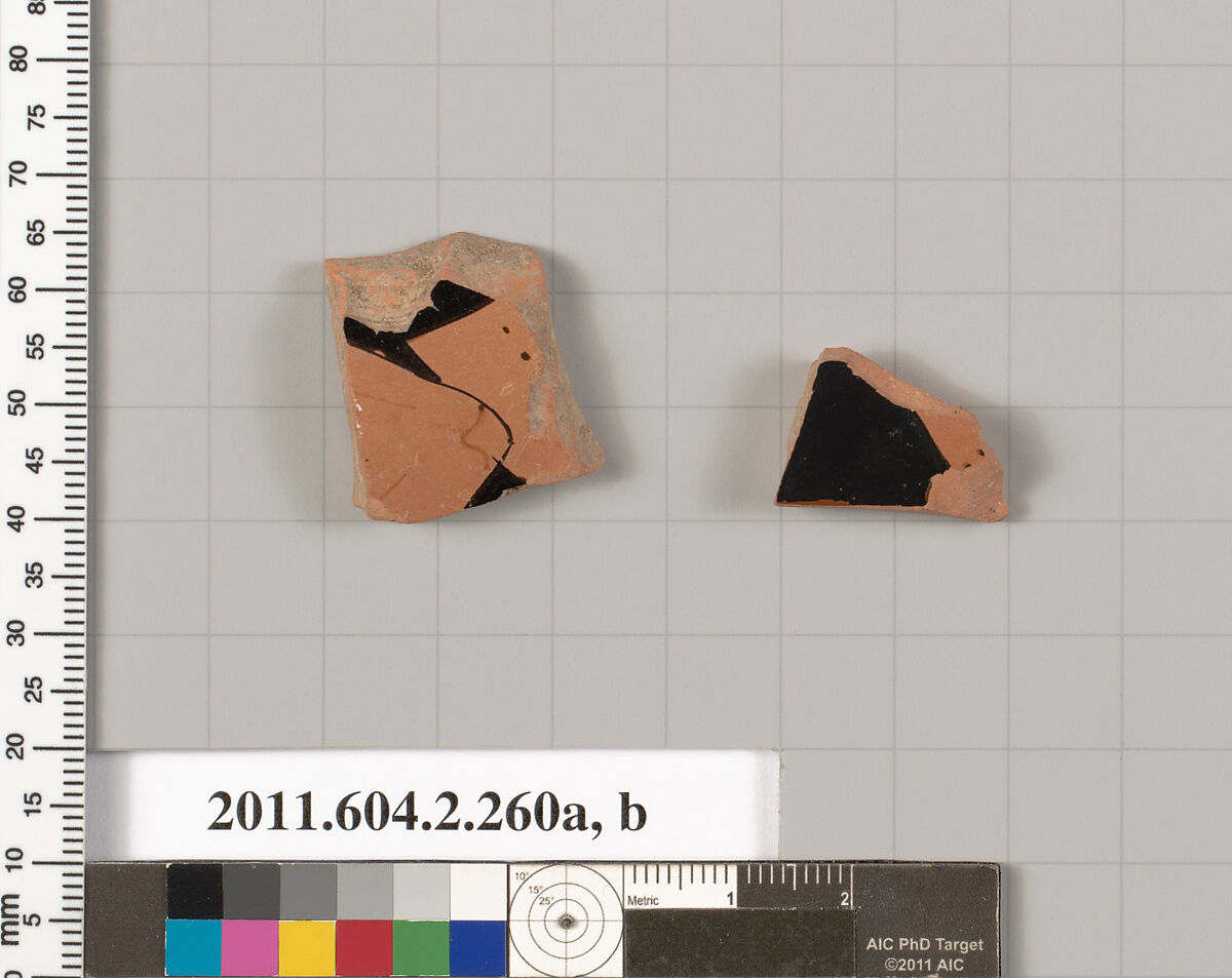 Terracotta fragments of a stamnos (jar), Terracotta, Greek, Attic 