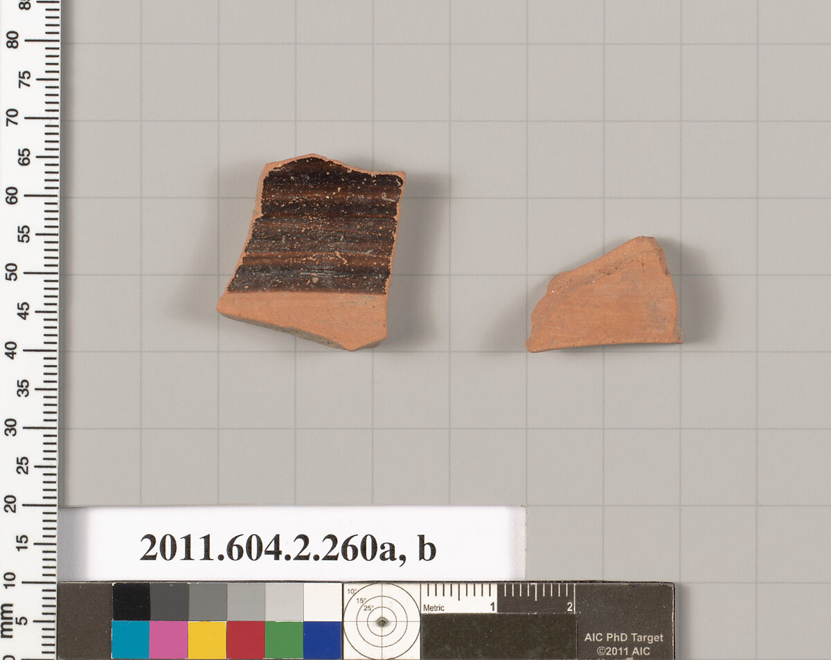 Terracotta fragments of a stamnos (jar), Terracotta, Greek, Attic