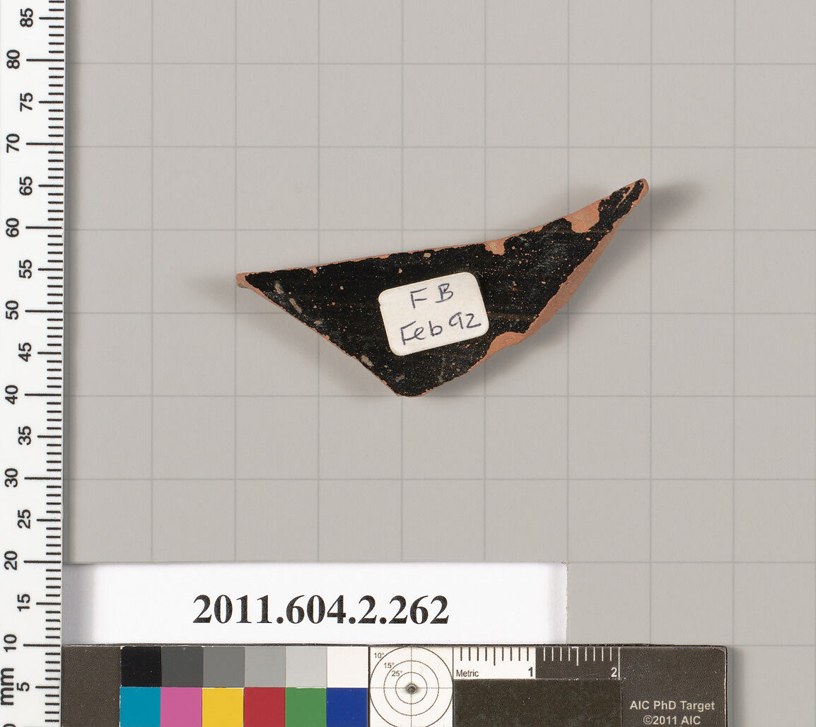 Terracotta fragment of a stamnos (jar), Terracotta, Greek, Attic