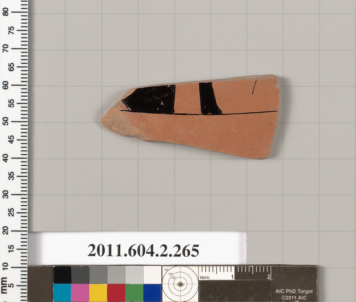 Terracotta fragment of a stamnos (jar), Terracotta, Greek, Attic 