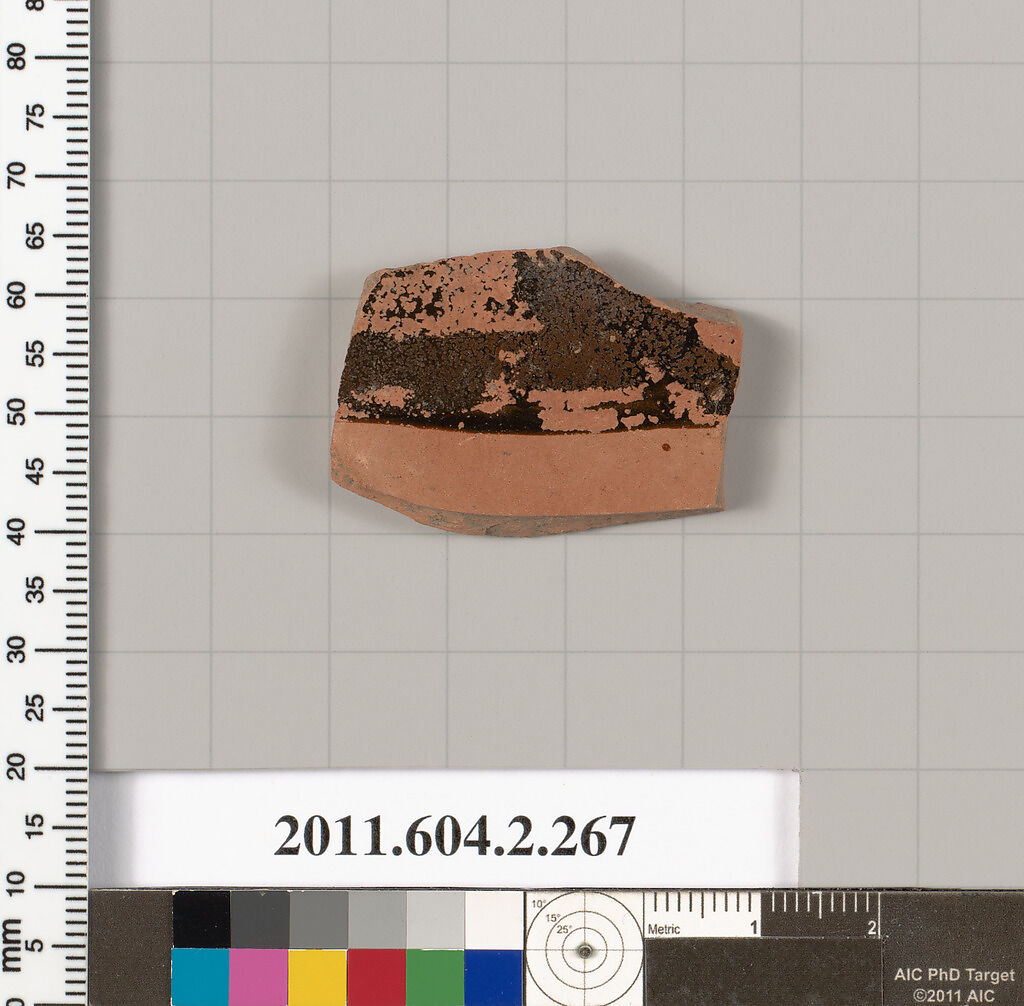 Terracotta fragment of a stamnos (jar), Terracotta, Greek, Attic 