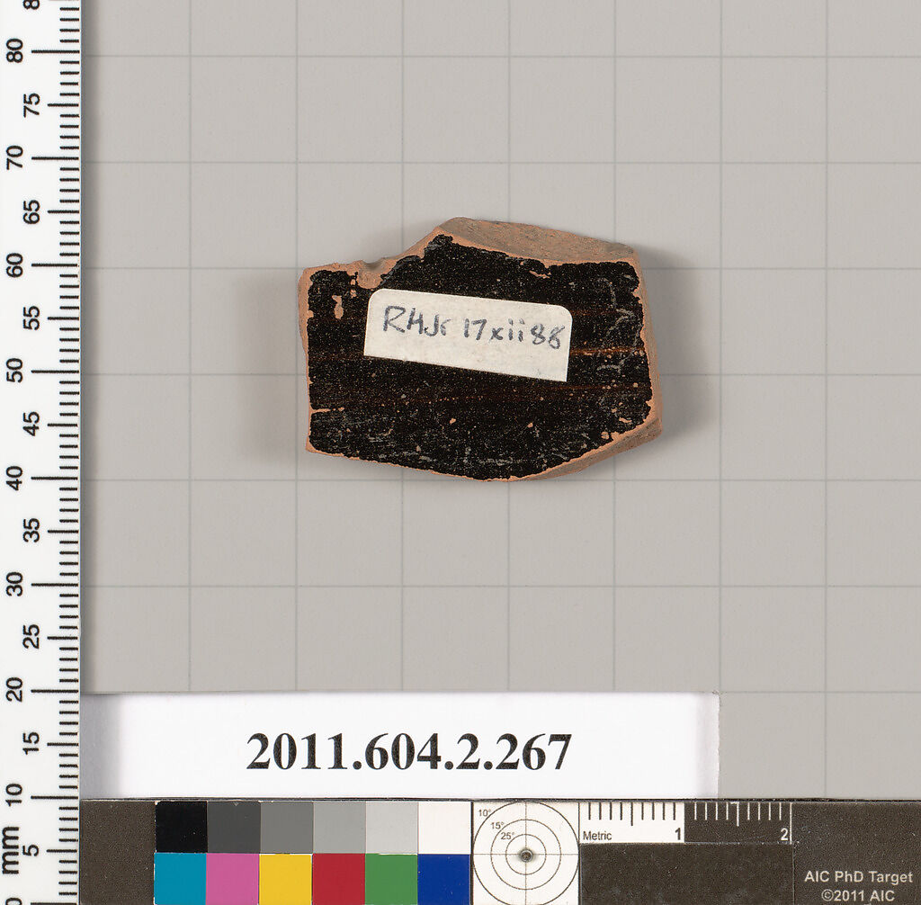 Terracotta fragment of a stamnos (jar), Terracotta, Greek, Attic