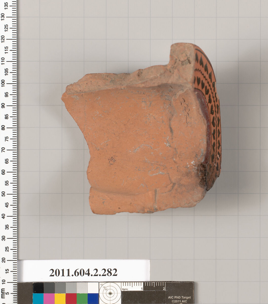 Terracotta fragment of a volute-krater (bowl for mixing wine and water), Terracotta, Greek, Attic