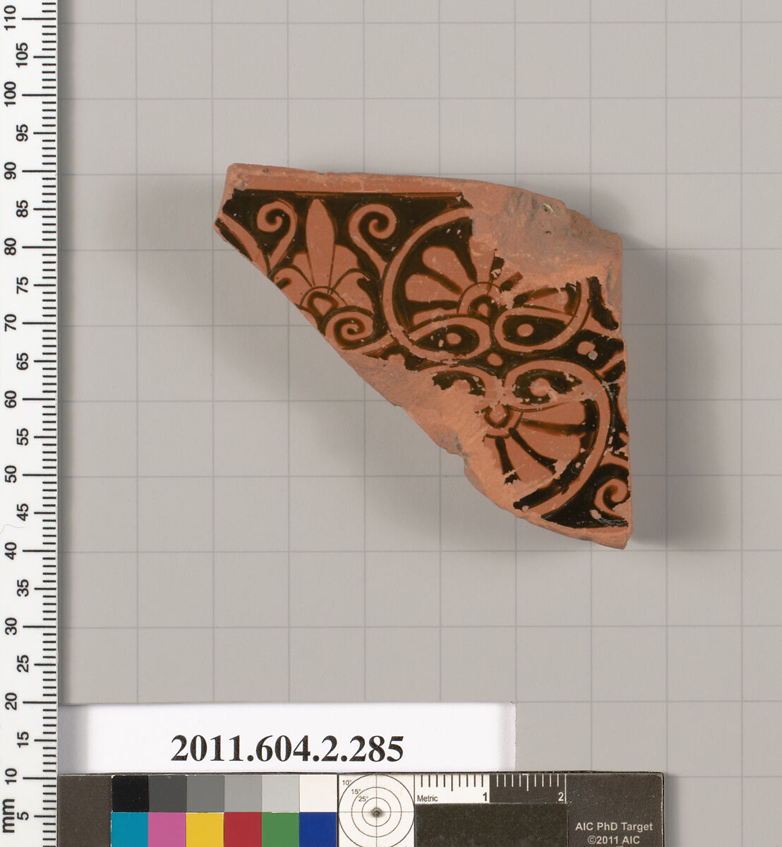 Terracotta fragment of a volute-krater (bowl for mixing wine and water), Terracotta, Greek, Attic 