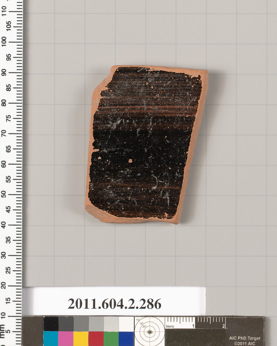 Terracotta fragment of a column-krater? (bowl for mixing wine and water), Terracotta, Greek, Attic