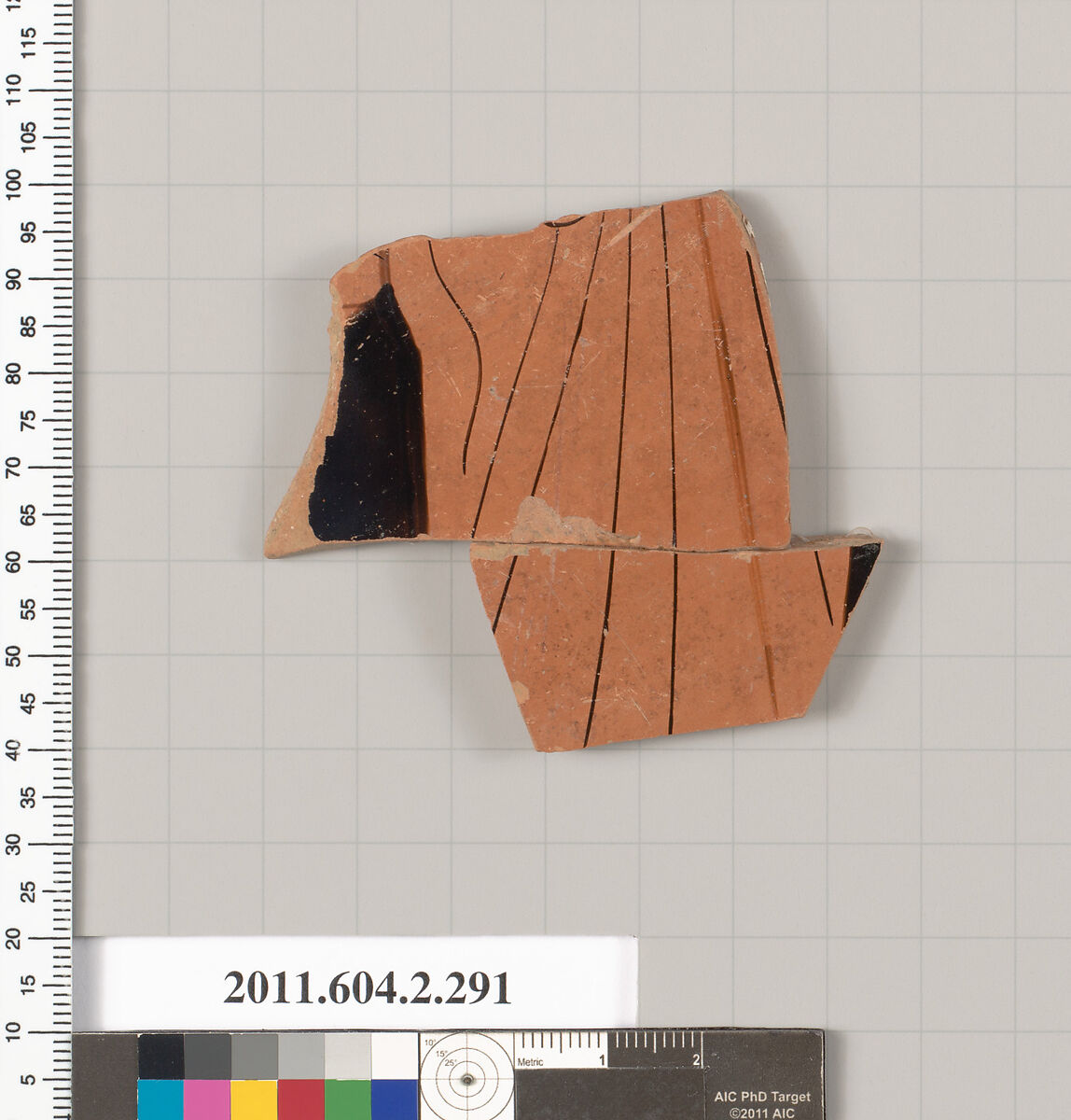 Terracotta fragment of a column-krater (bowl for mixing wine and water), Terracotta, Greek, Attic 