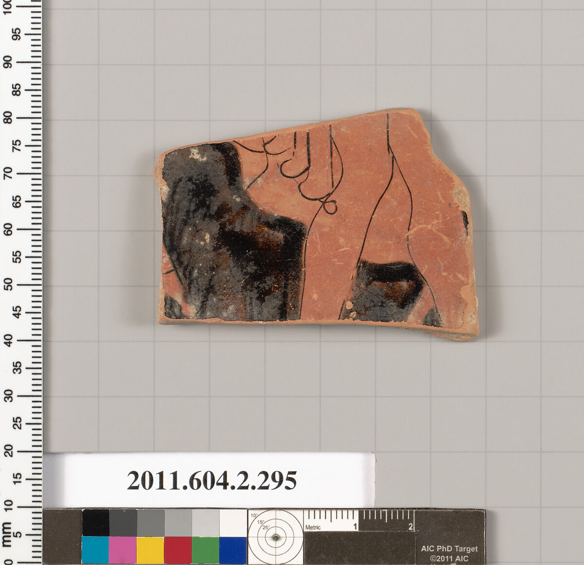 Terracotta fragment of a column-krater (bowl for mixing wine and water), Terracotta, Greek, Attic 