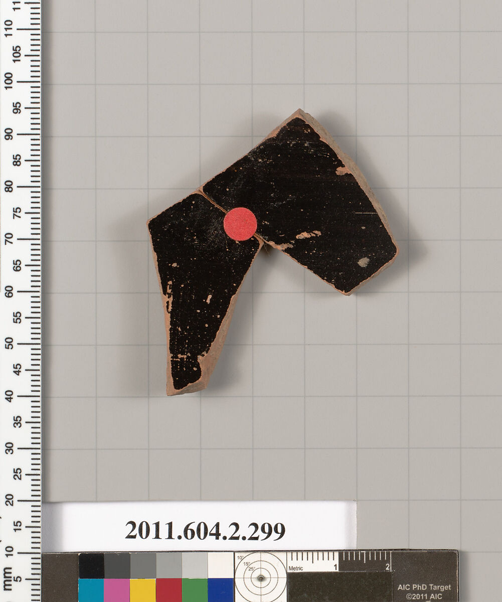 Terracotta fragment of a column-krater (bowl for mixing wine and water), Terracotta, Greek, Attic
