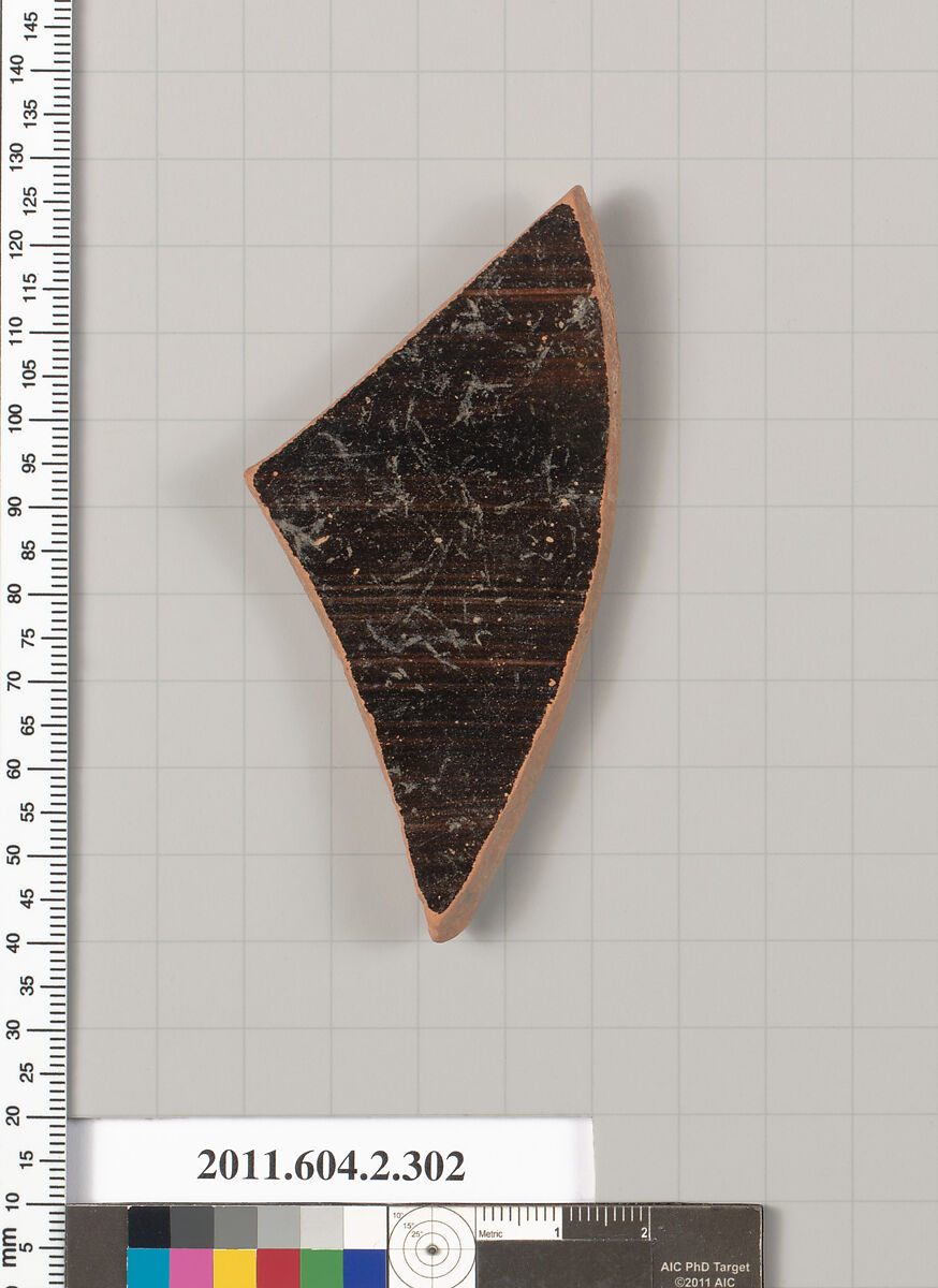 Terracotta fragment of a column-krater (bowl for mixing wine and water), Terracotta, Greek, Attic