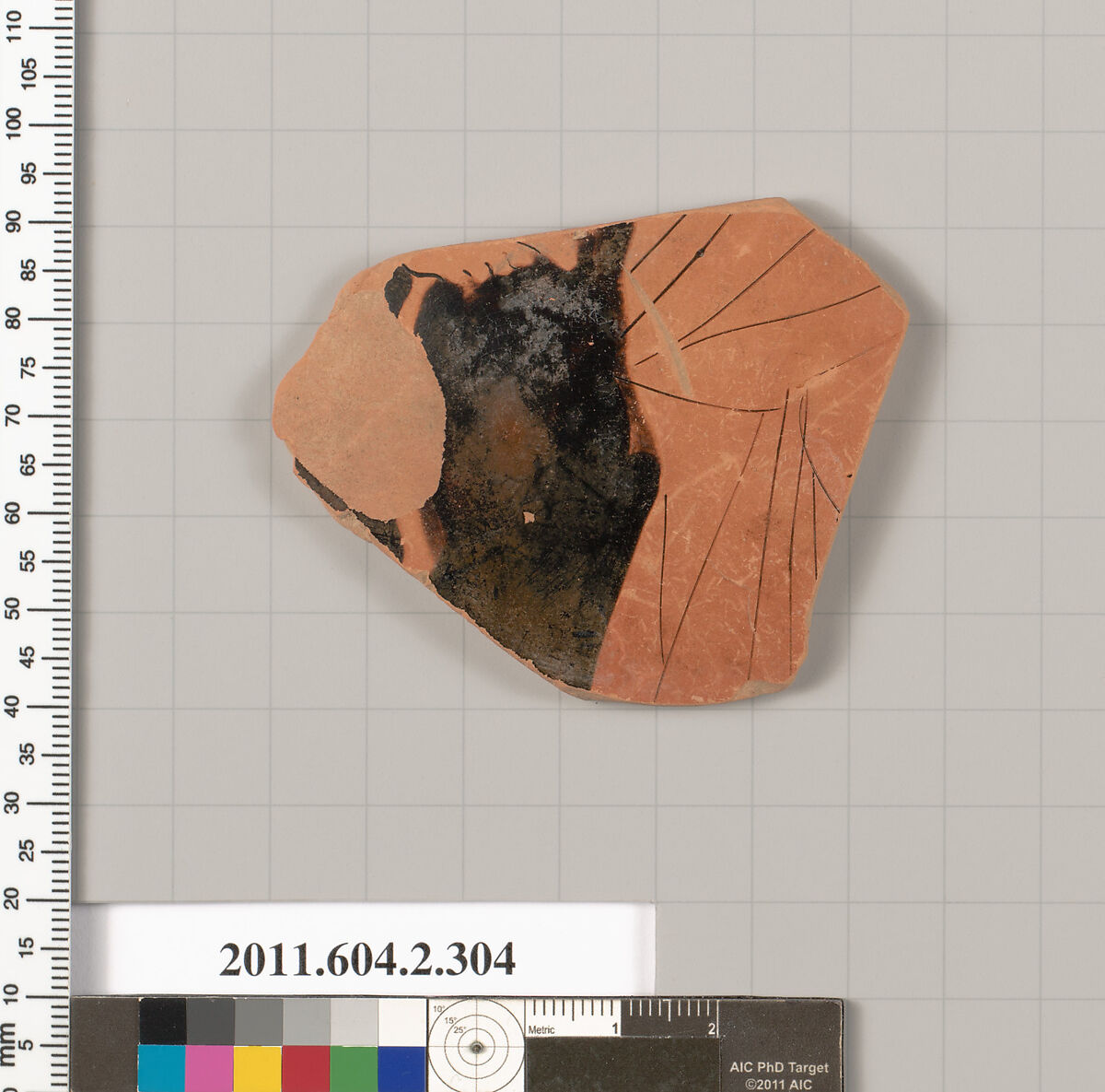 Terracotta fragment of a column-krater (bowl for mixing wine and water), Terracotta, Greek, Attic 
