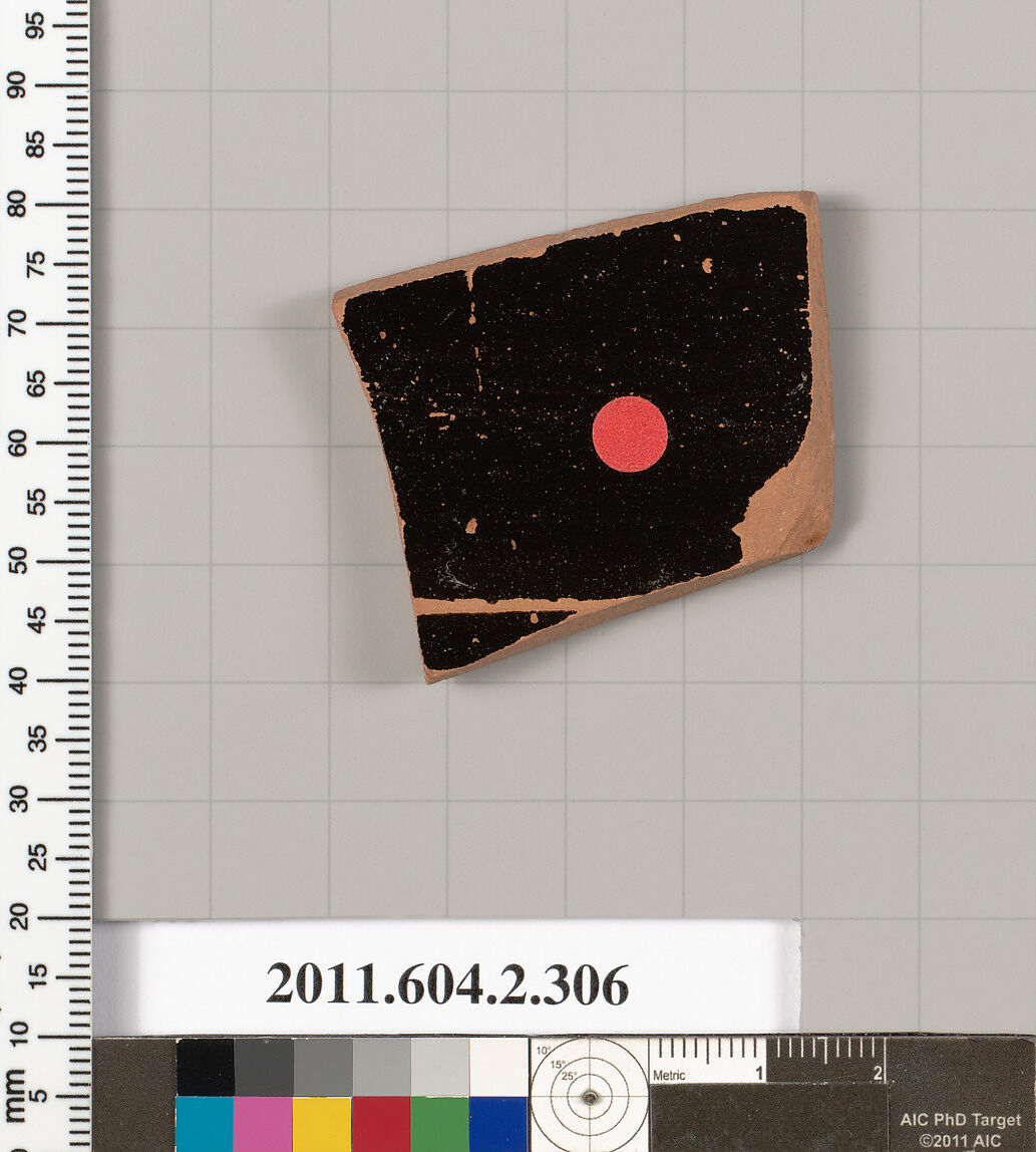 Terracotta fragment of a column-krater (bowl for mixing wine and water), Terracotta, Greek, Attic