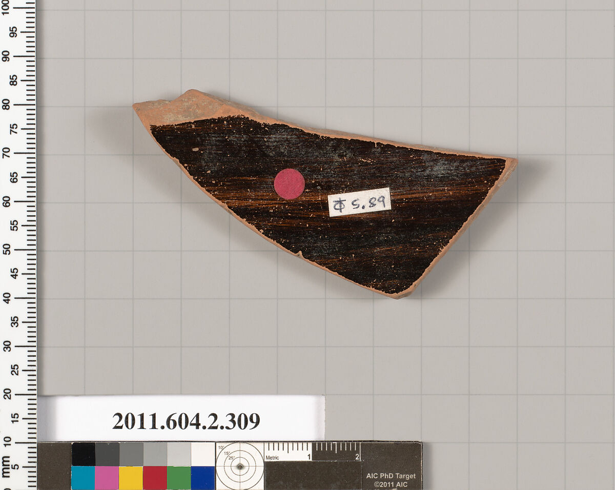 Terracotta fragment of a column-krater (bowl for mixing wine and water), Terracotta, Greek, Attic