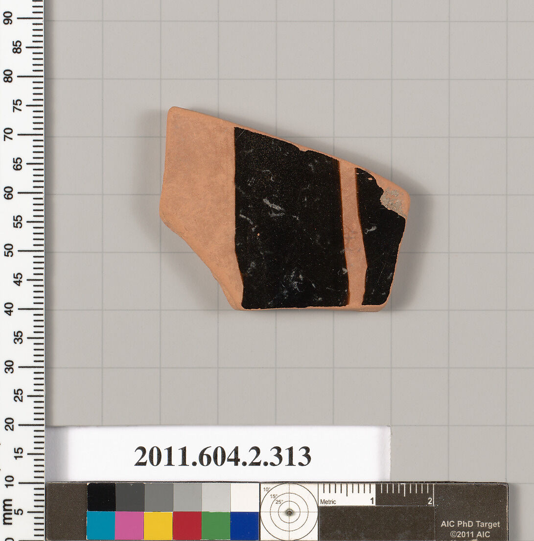Terracotta fragment of a column-krater (bowl for mixing wine and water), Terracotta, Greek, Attic 