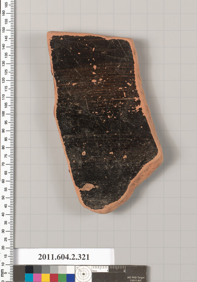Terracotta fragment of a column-krater (bowl for mixing wine and water), Terracotta, Greek, Attic