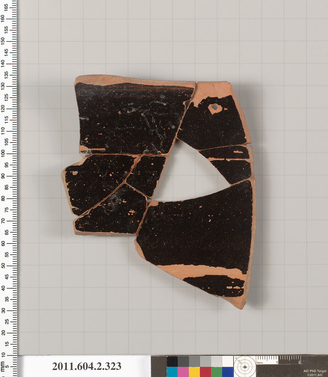 Terracotta fragment of a column-krater (bowl for mixing wine and water), Terracotta, Greek, Attic