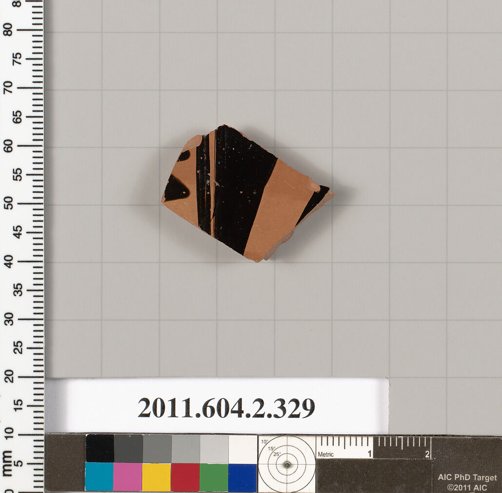 Terracotta fragment of a column-krater (bowl for mixing wine and water), Terracotta, Greek, Attic 