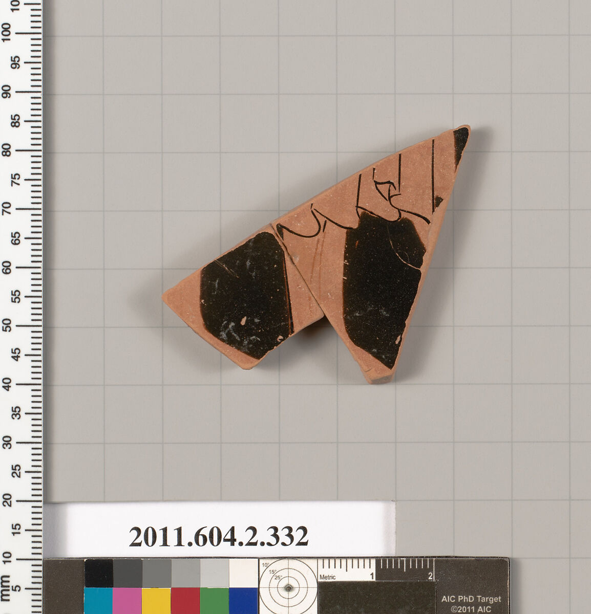 Terracotta fragment of a column-krater (bowl for mixing wine and water), Terracotta, Greek, Attic