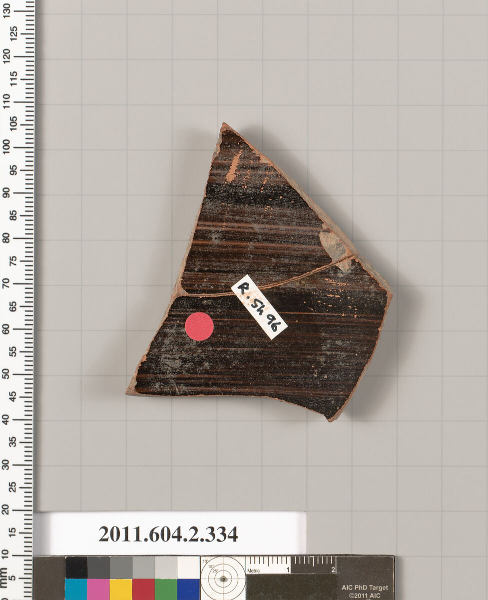 Terracotta fragment of a column-krater (bowl for mixing wine and water), Terracotta, Greek, Attic