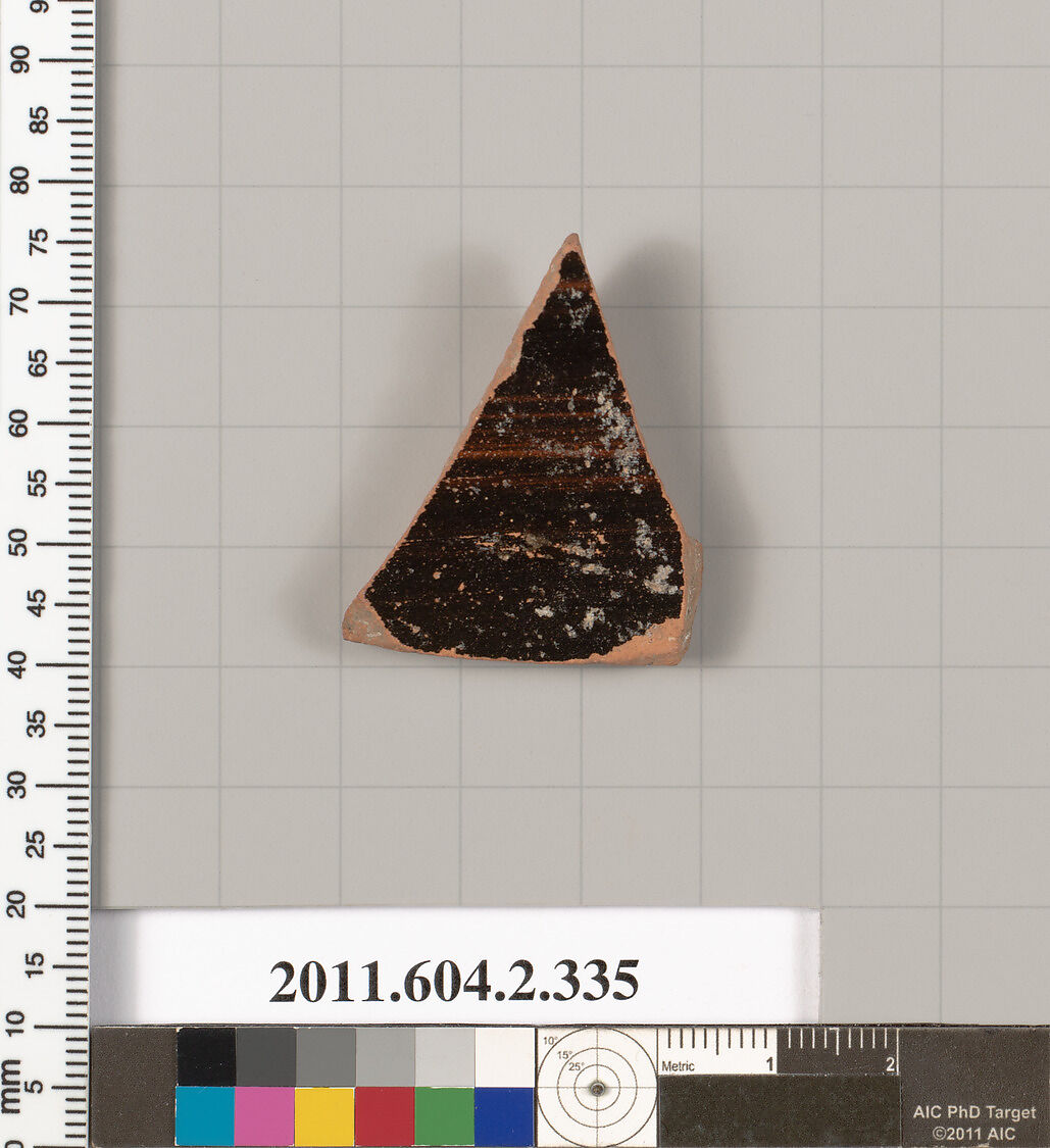 Terracotta fragment of a column-krater (bowl for mixing wine and water), Terracotta, Greek, Attic